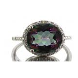 Natural 5.05 ct Mystic Topaz & Diamond Ring