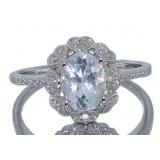 Oval 2.21 ct Aquamarine & Diamond Ring