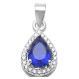 Pear Cut 2.05 ct Sapphire & White Topaz Pendant
