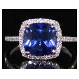 14kt White Gold 4.11 ct Sapphire & Diamond Ring