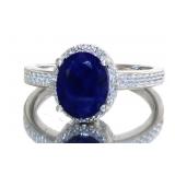 Natural Oval 2.57 ct Sapphire & Diamond Ring