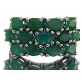 Genuine 6.11 ct 3 Row Emerald Cocktail Ring