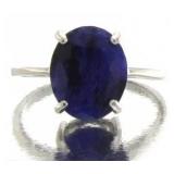 Natural Oval 4.13 ct Sapphire Solitaire Ring