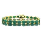 Natural 20.00 ct Oval Emerald Tennis Bracelet