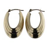 14kt Gold Elongated Hoop Earrings