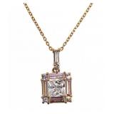 Rose Toned Princess Cut White Topaz Necklace