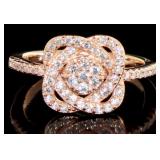 Rose Toned White Topaz Designer Ring