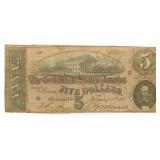 Series 1864 Confederate States Large $5 Bank Note