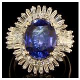 14kt White Gold 8.78 ct Sapphire & Diamond Ring