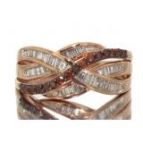 10kt Rose Gold Fancy Red & Baguette Diamond Ring