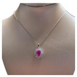 10kt Gold Natural 1.50 ct Ruby & Diamond Necklace