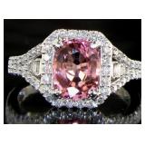 14kt Gold 2.75 ct Pink Tourmaline & Diamond Ring