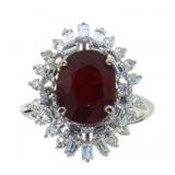 14kt Gold 6.36 ct Oval Ruby & Diamond Ring
