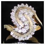 10kt Gold Baguette Diamond Cocktail Ring