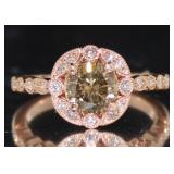 14kt Rose Gold 1.23 ct Fancy Brown Diamond Ring