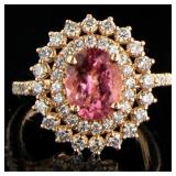14kt Rose Gold 2.65 ct Oval Pink Tourmaline Ring