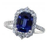 14K White Gold 3.25 ct Sapphire and Diamond Ring