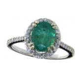 14kt Gold 2.68 ct Oval Emerald & Diamond Ring