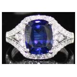 14kt Gold 4.71 ct Sapphire & Diamond Ring