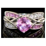 10kt Gold Cushion Cut 2.00 ct Pink Sapphire Ring