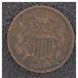 1864 Copper Two Cent Piece *Civil War