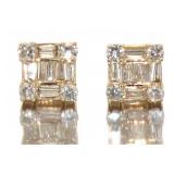 14kt Gold 1/2 ct Square Baguette Diamond Earrings