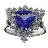14kt Gold 3.10 ct Tanzanite & Diamond Ring