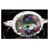 Natural 5.05 ct Mystic Topaz & Diamond Rin