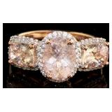 Oval 2.80 ct Natural Morganite & Zircon Ring