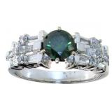 14kt White Gold 1.66 ct Fancy Green Diamond Ring