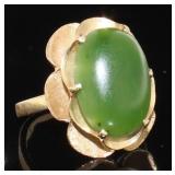 14kt Gold Antique Natural Jade Estate Ring