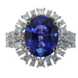 14kt Gold 6.91 ct Sapphire & Diamond Ring