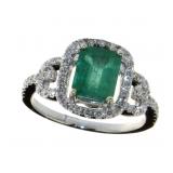 14kt Gold 2.17 ct Natural Emerald & Diamond Ring