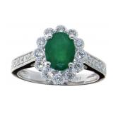 14kt Gold 1.44 ct Oval Emerald & Diamond Ring