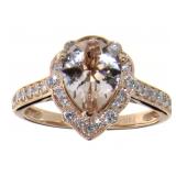 14kt Gold 1.56ct Pear Cut Morganite & Diamond Ring