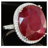 14kt Gold 25.72 ct Ruby & Diamond Ring