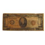 1934 Hawaii Brown Seal $20.00 Federal Reserve Note