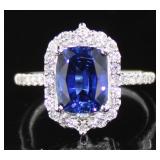14kt Gold 3.45 ct Sapphire & Diamond Ring