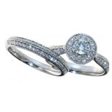Solid Platinum 1.33 ct 2 pc Diamond Bridal Set