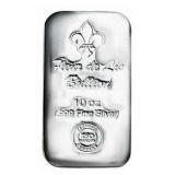 10 Ounce: Fleur De Lis .999 Cast Poured Silver Bar