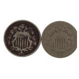 1867 & 1868 Shield Nickel