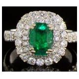 14kt Gold 2.88 ct Natural Emerald & Diamond Ring