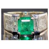 18kt Gold 3.41 ct Emerald & Diamond Ring