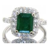 14kt Gold 3.03 ct Natural Emerald & Diamond Ring