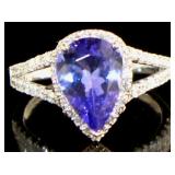 14kt Gold 2.61 ct Tanzanite & Diamond Ring