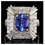 14kt Gold 6.19 ct Oval Sapphire & Diamond Ring