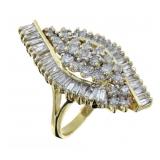 14kt Gold Marquise 2.75 ct Diamond Cocktail Ring