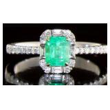 14kt Gold 1.04 ct Natural Emerald & Diamond Ring