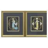 Set of 2 Deco Women Giclee By Erte