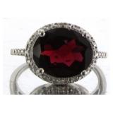 Oval 5.06 ct Natural Garnet & Diamond Ring Oval 5.06 ct Natural Garnet & Diamond Ring